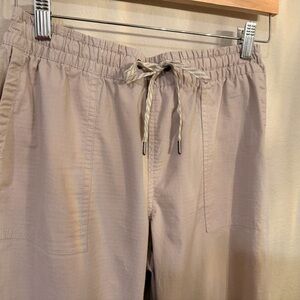 Vuori Ripstop Pants. Light Taupe Drawstring Waist.